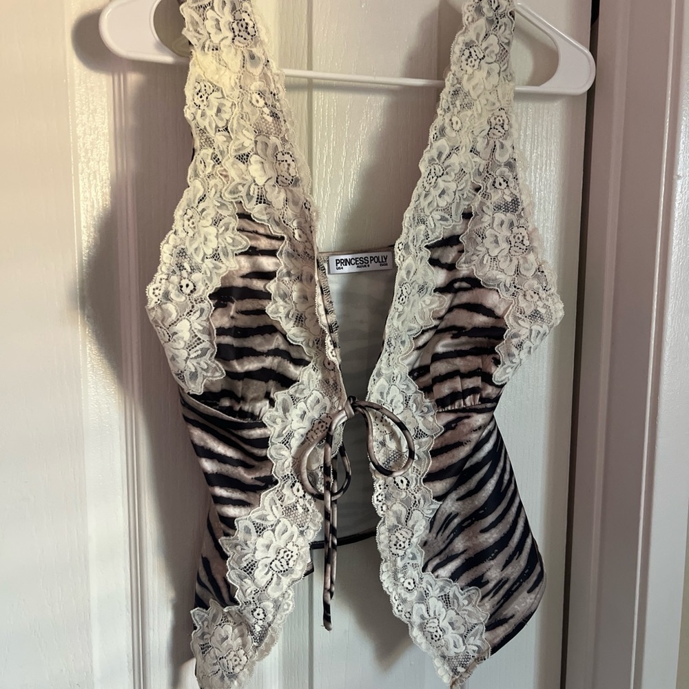 Princess Polly Tiger Print Lace Top